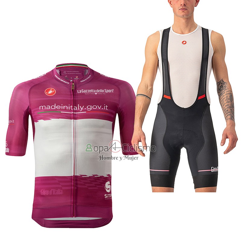 Giro d'Italia Ropa Ciclismo Culotte Corto 2023 Hombre Mangas Cortas Violeta